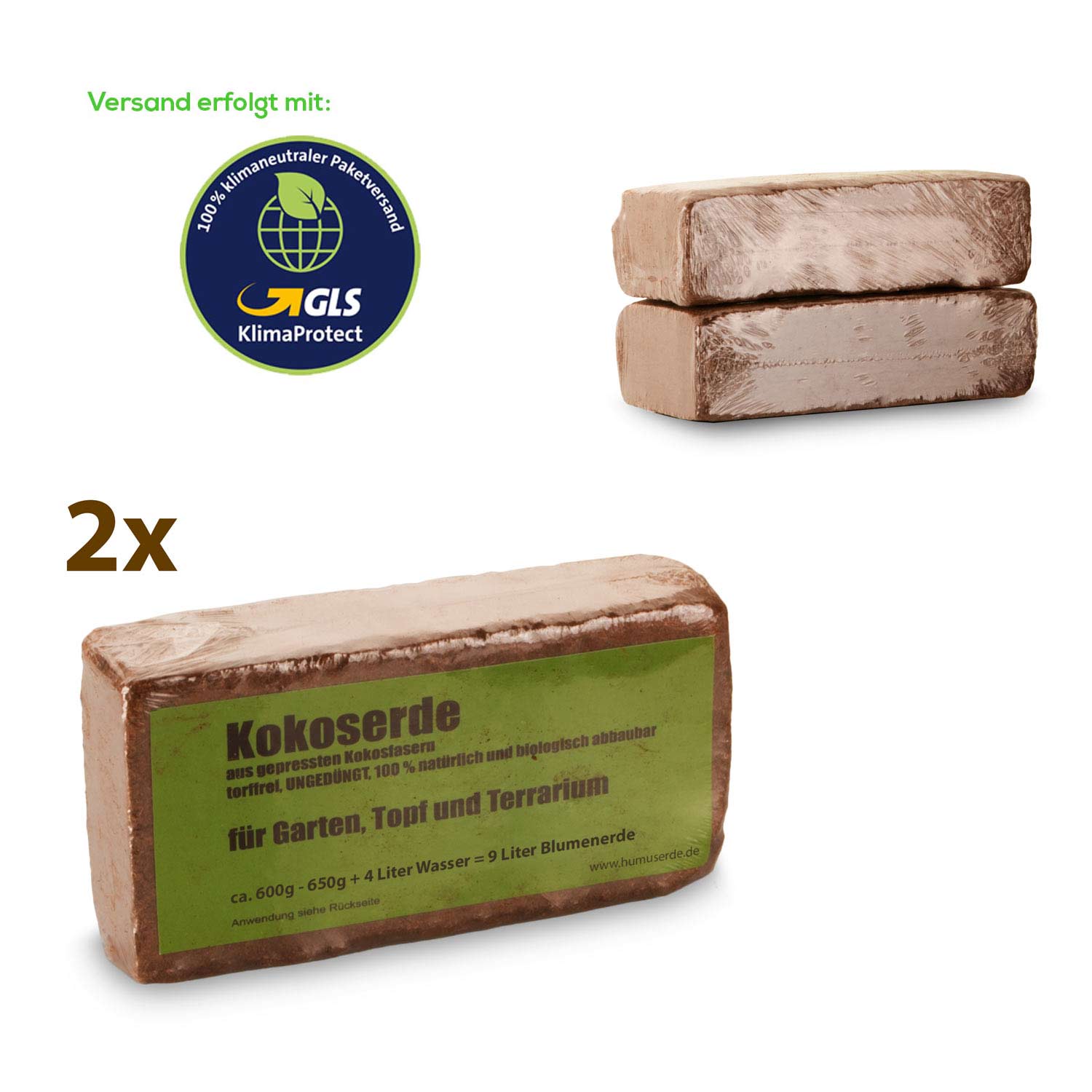 2er Kokoserde 600g Kokosfasern Kokoshumus Humusziegel Blumenerde für